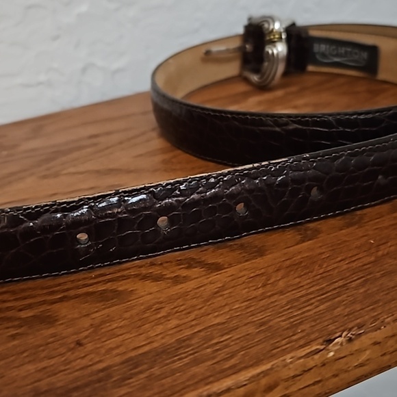 VTG BRIGHTON 1990s Dark Brown Crocodile Belt Medium main image 7